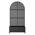 Set of Two Black Striped Galvanized Metal Oval Planter Box on a white background
