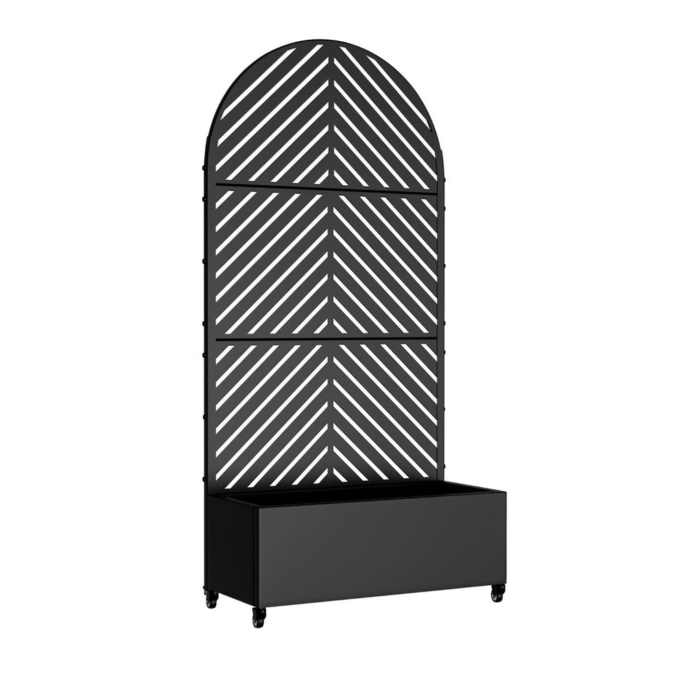 Set of Two Black Striped Galvanized Metal Oval Planter Box