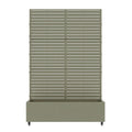 Set of Two Gray Striped Galvanized Metal Rectangular Planter Box on a white background