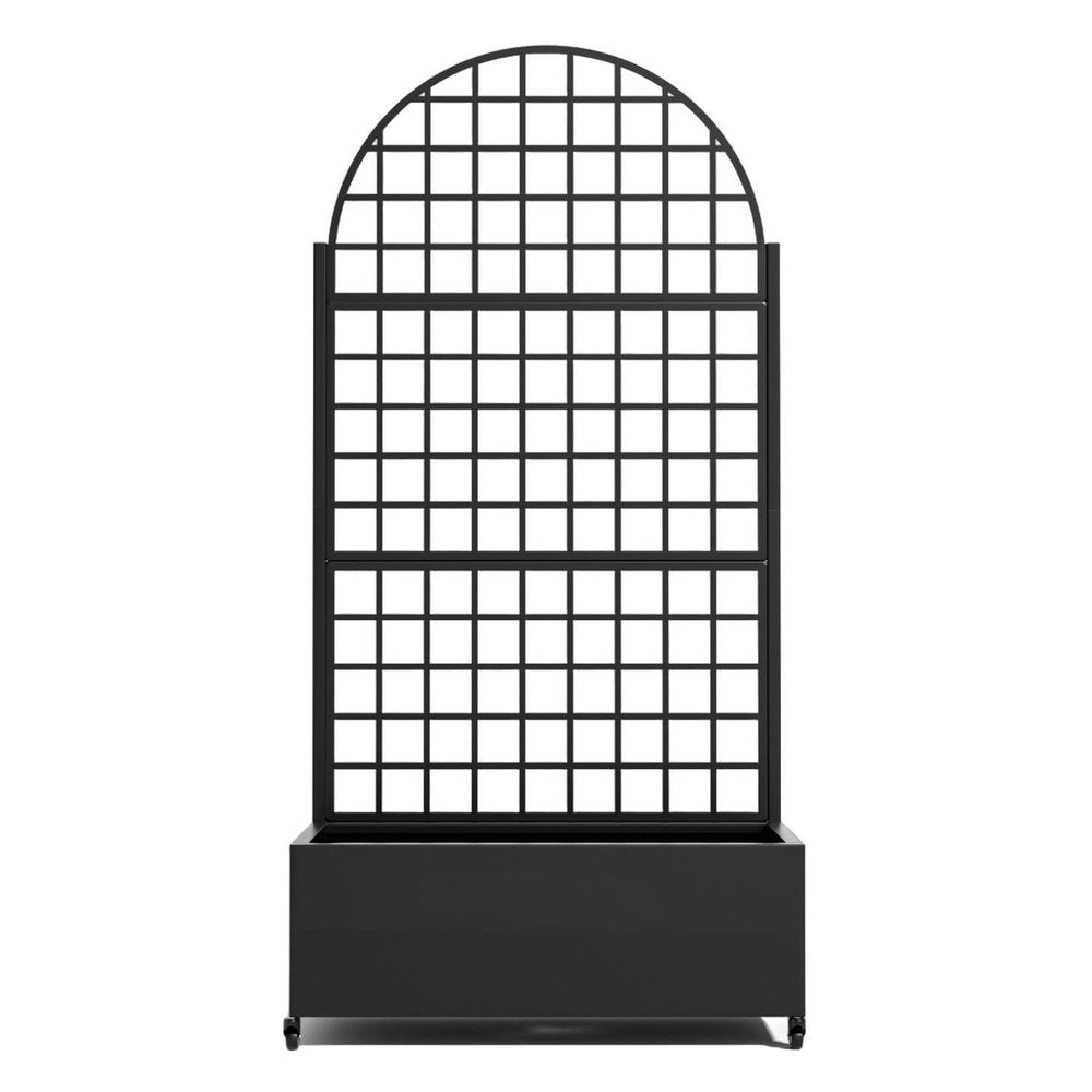 Set of Two Black Geometric Galvanized Metal Oval Planter Box