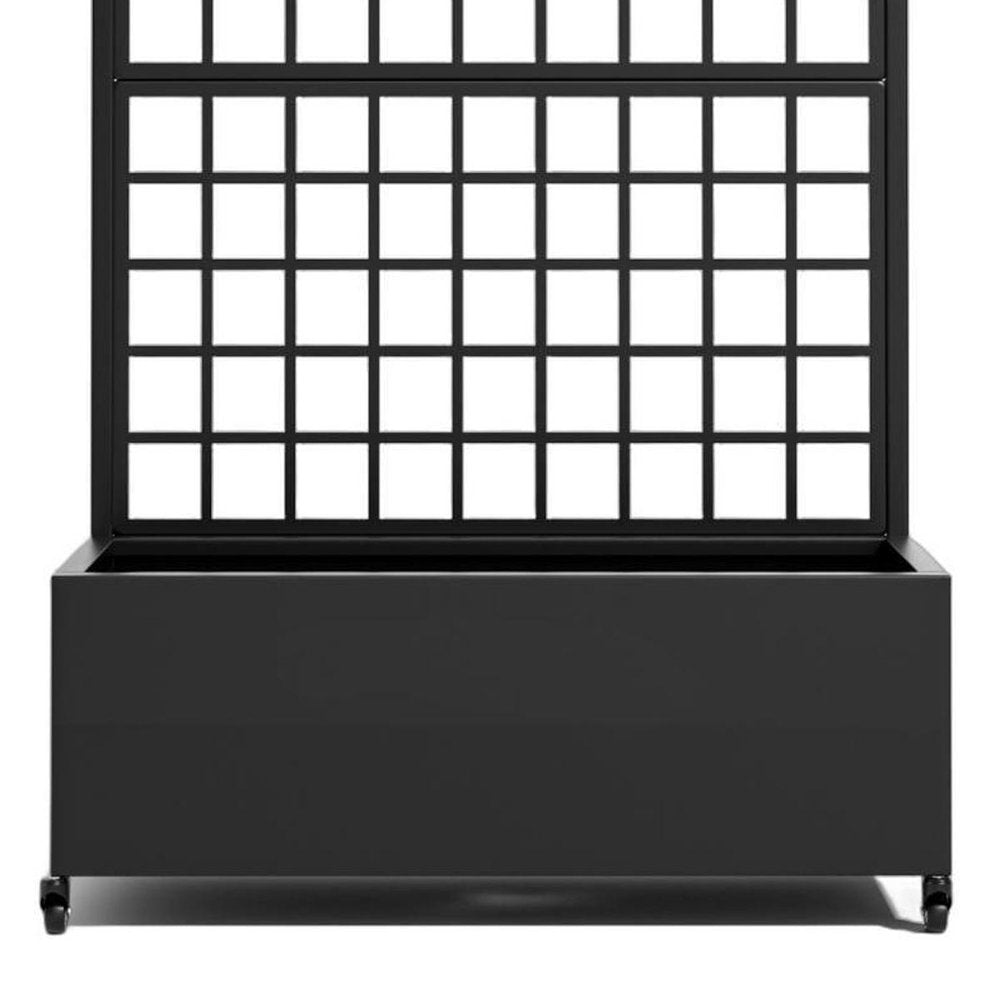 Set of Two Black Geometric Galvanized Metal Oval Planter Box