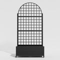 Set of Two Black Geometric Galvanized Metal Oval Planter Box on a white background