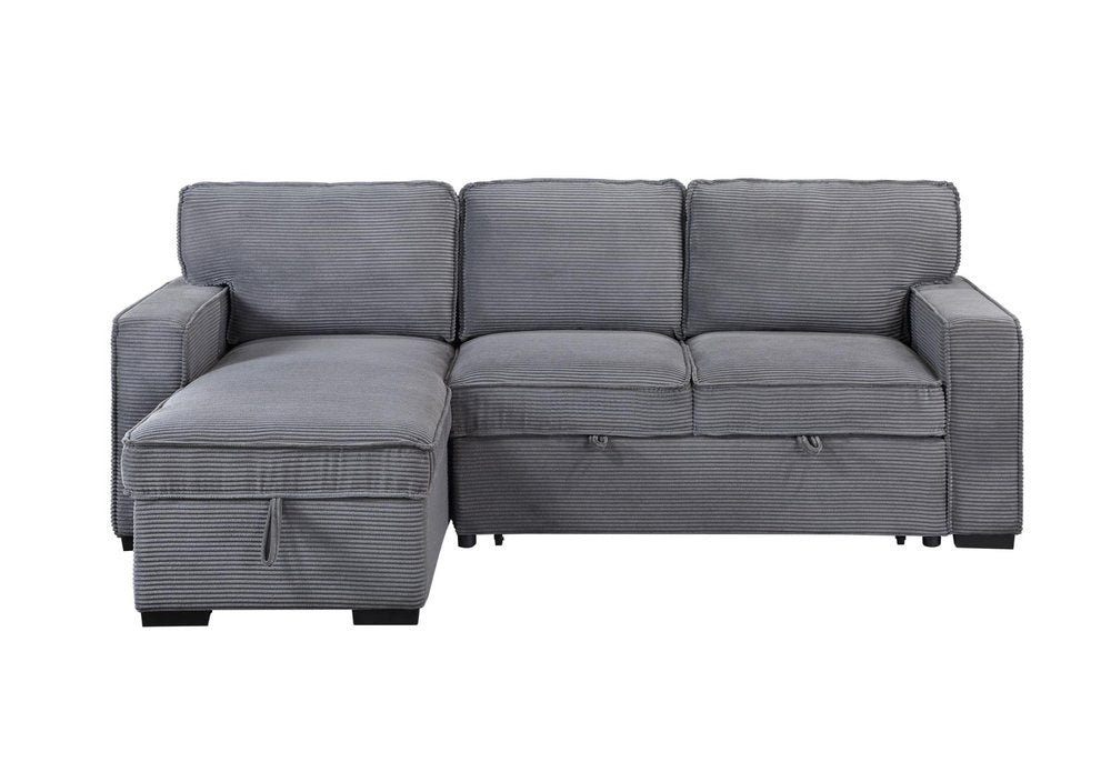 92" Light Gray Upholstered Modular USB Sleeper Sofa And Storage