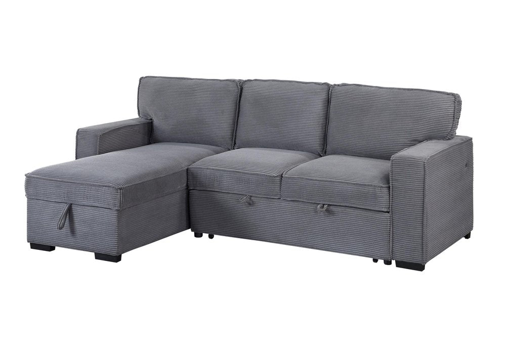 92" Light Gray Upholstered Modular USB Sleeper Sofa And Storage