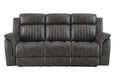 85" Gray And Charcoal Fabric Reclining Sofa