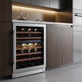 34" X 24" Clear and Silver Stainless Steel Dual Compartment Wine Refrigerator