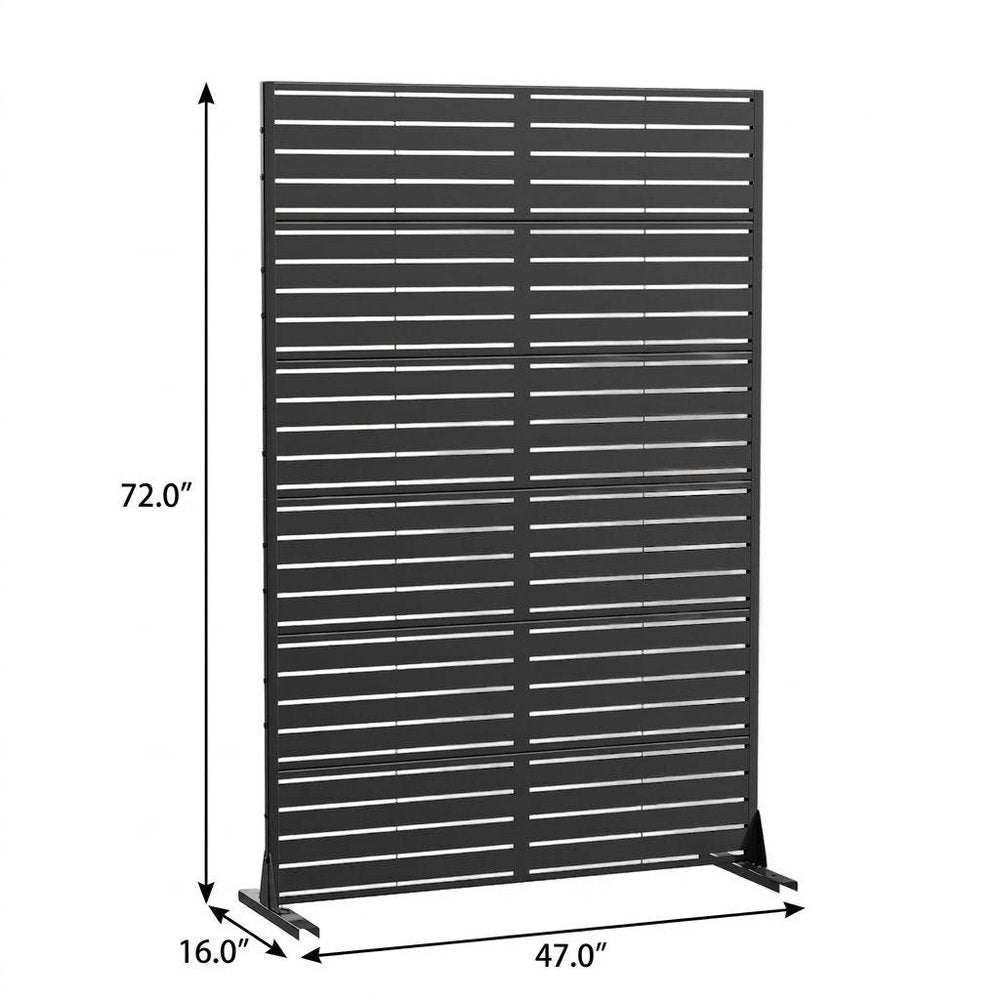 72" Black Steel 12 Panel Outdoor Privacy Screen