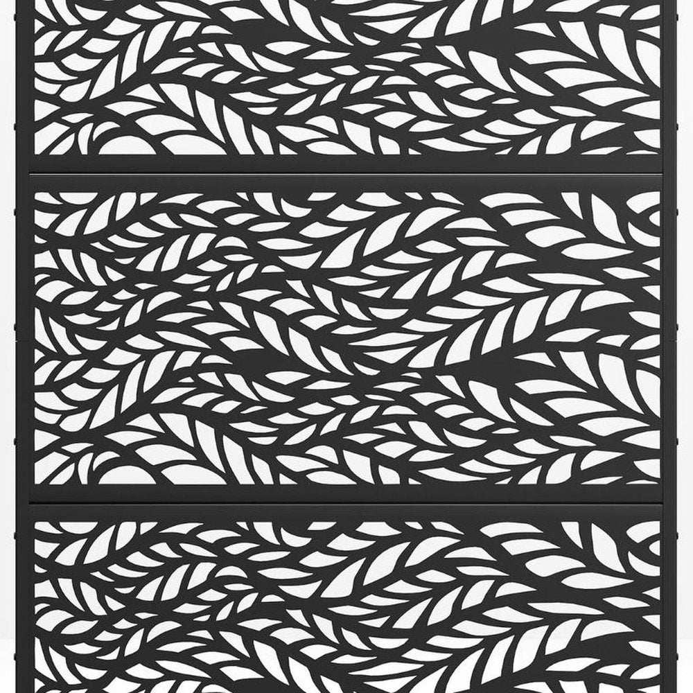 72" Black Steel Six Panel Outdoor Privacy Screen
