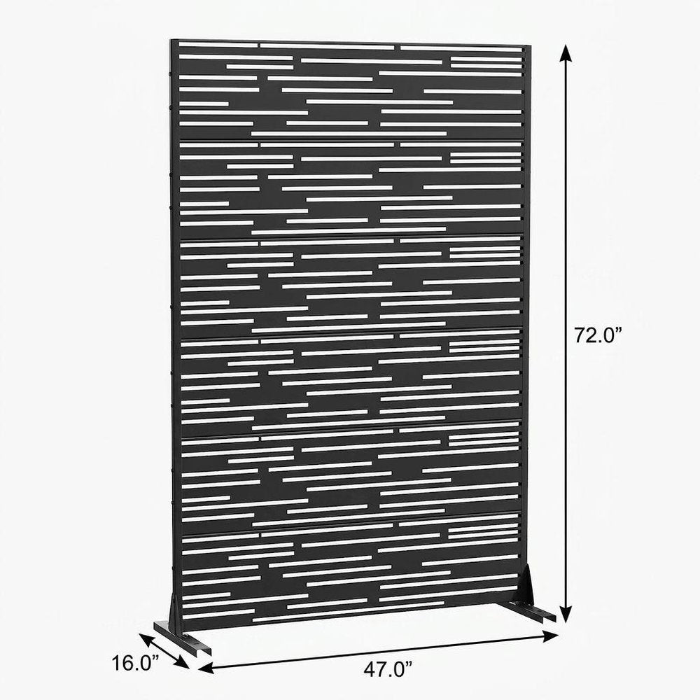 72" Black Metal 12 Panel Outdoor Privacy Screen