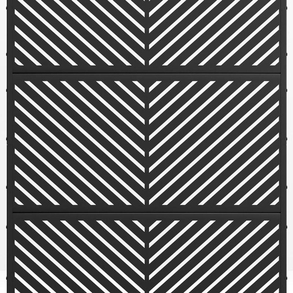 72" Black Steel Six Panel Outdoor Privacy Screen