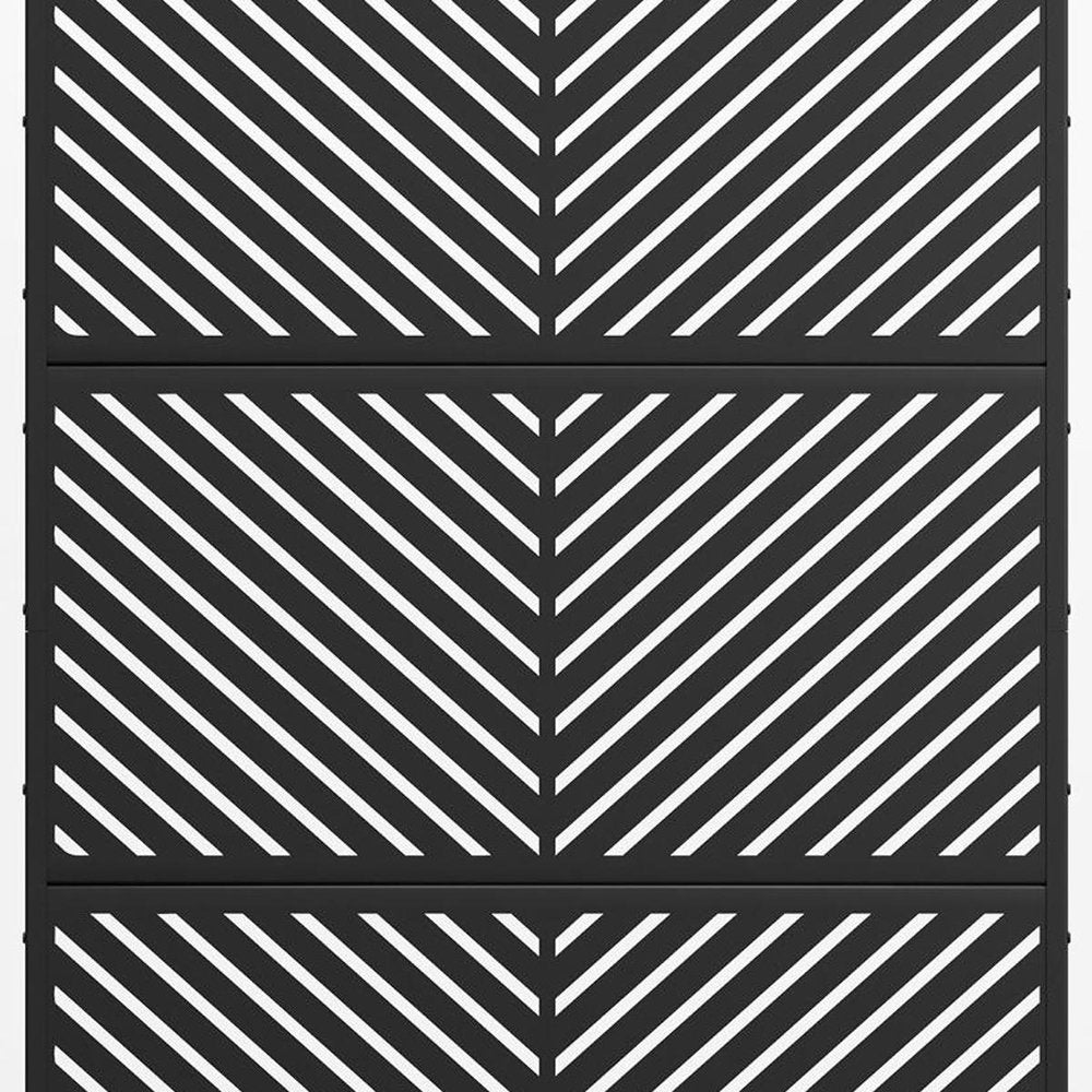72" Black Steel Six Panel Outdoor Privacy Screen