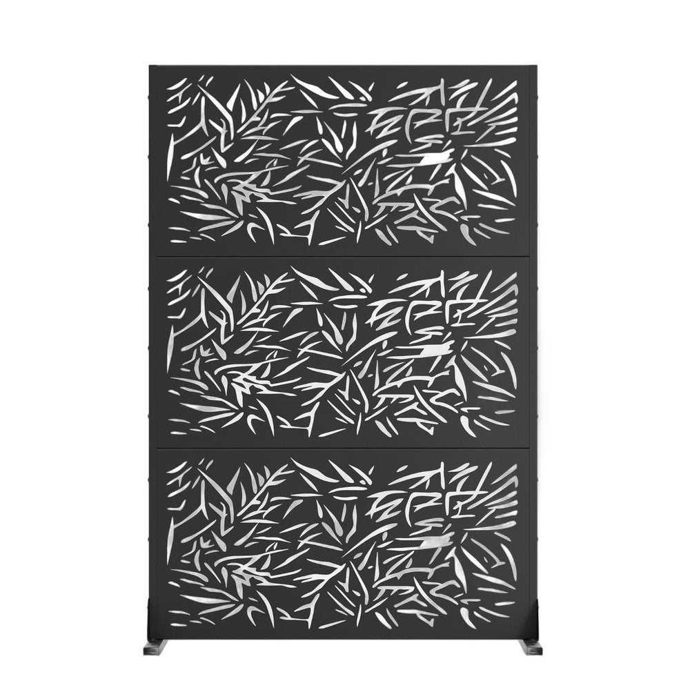 72" Black Steel Six Panel Outdoor Privacy Screen
