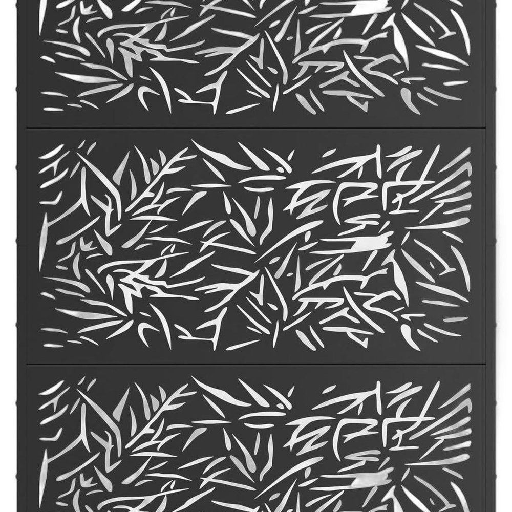 72" Black Steel Six Panel Outdoor Privacy Screen