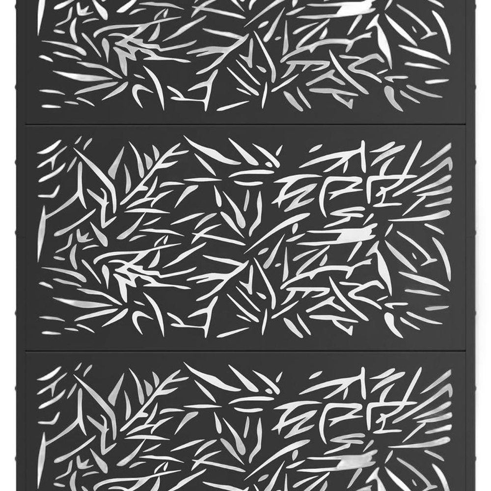 72" Black Steel Six Panel Outdoor Privacy Screen