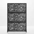72" Black Steel Six Panel Outdoor Privacy Screen on a white background