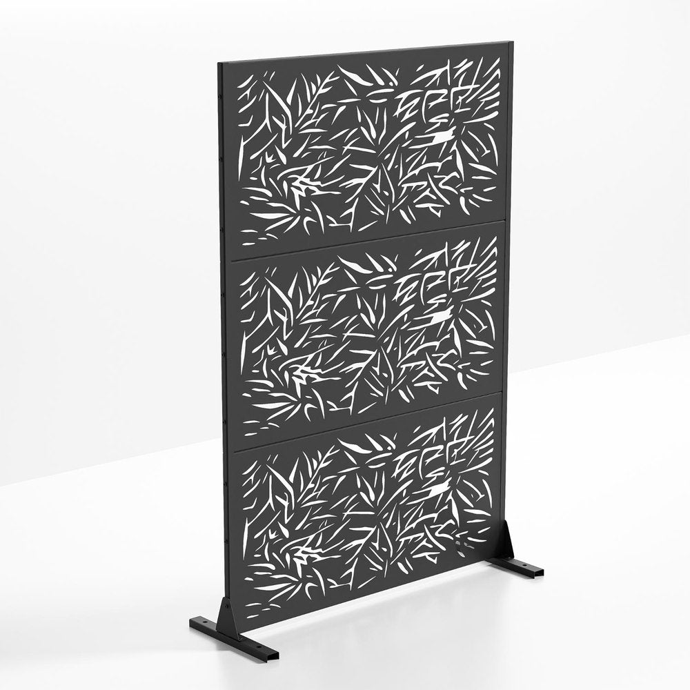 72" Black Steel Six Panel Outdoor Privacy Screen