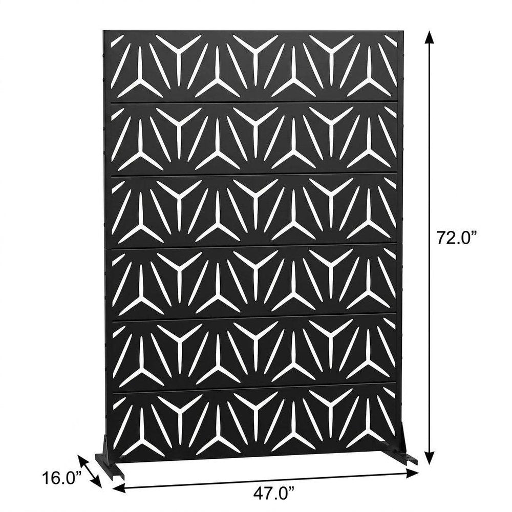 72" Black Steel 12 Panel Outdoor Privacy Screen - SKU 755741