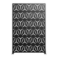 72" Black Steel 12 Panel Outdoor Privacy Screen on a white background