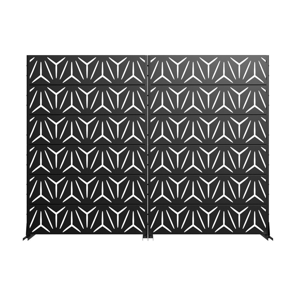 72" Black Steel 12 Panel Outdoor Privacy Screen - SKU 755741