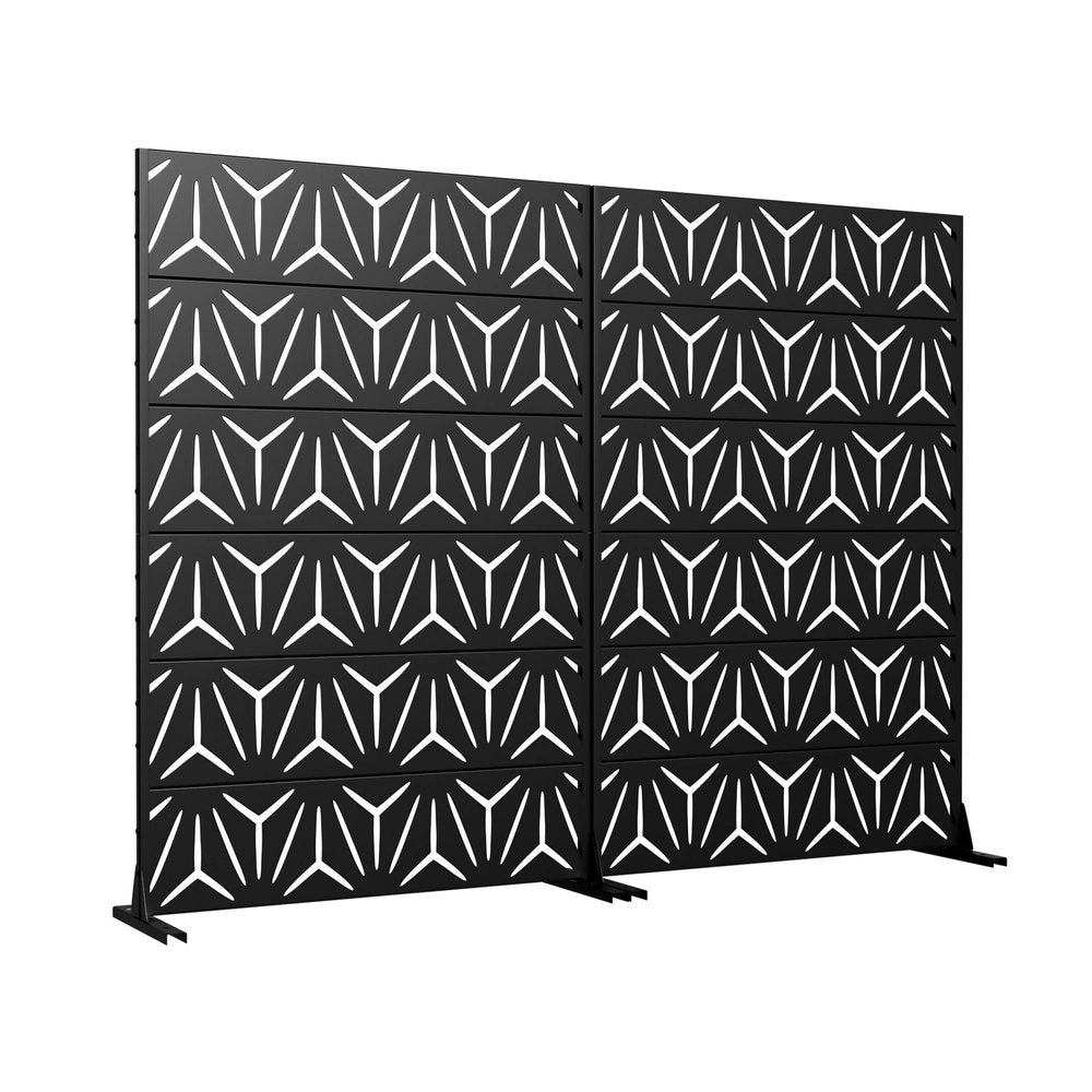 72" Black Steel 12 Panel Outdoor Privacy Screen - SKU 755741