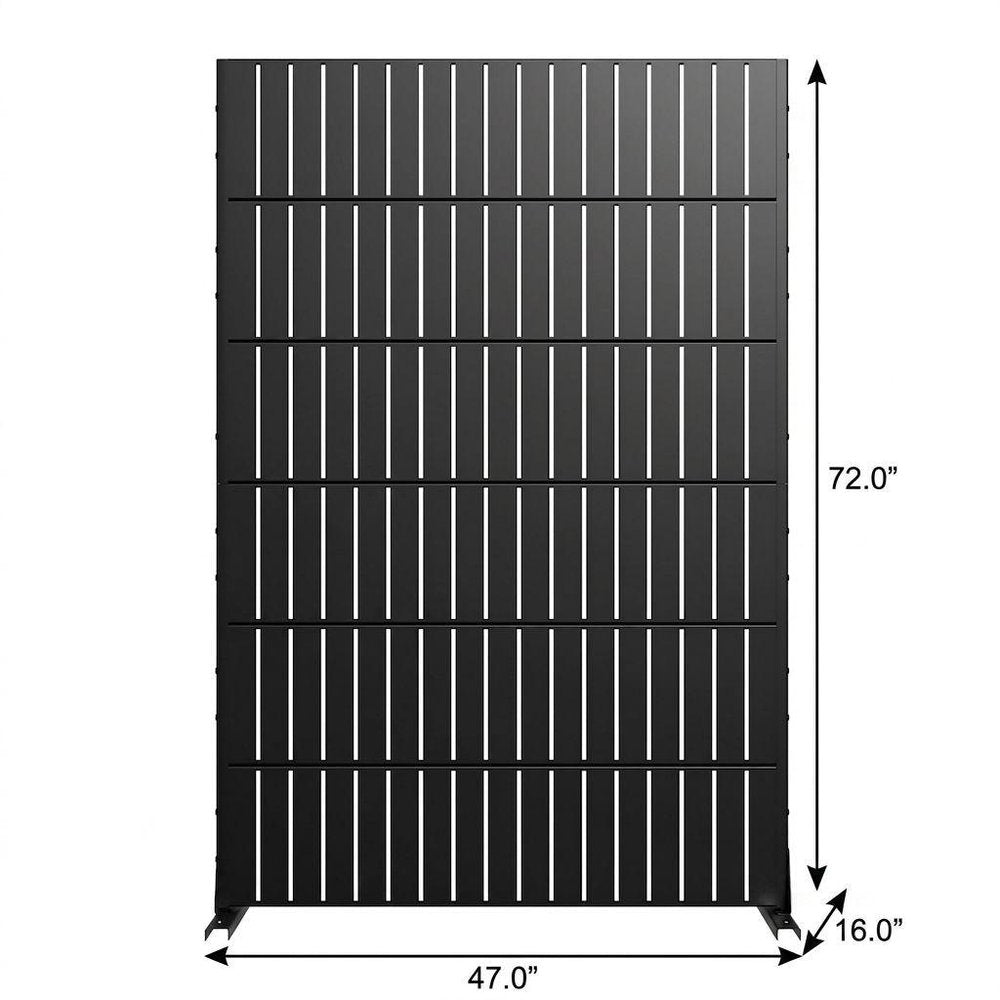 72" Black Steel 12 Panel Outdoor Privacy Screen - SKU 755742