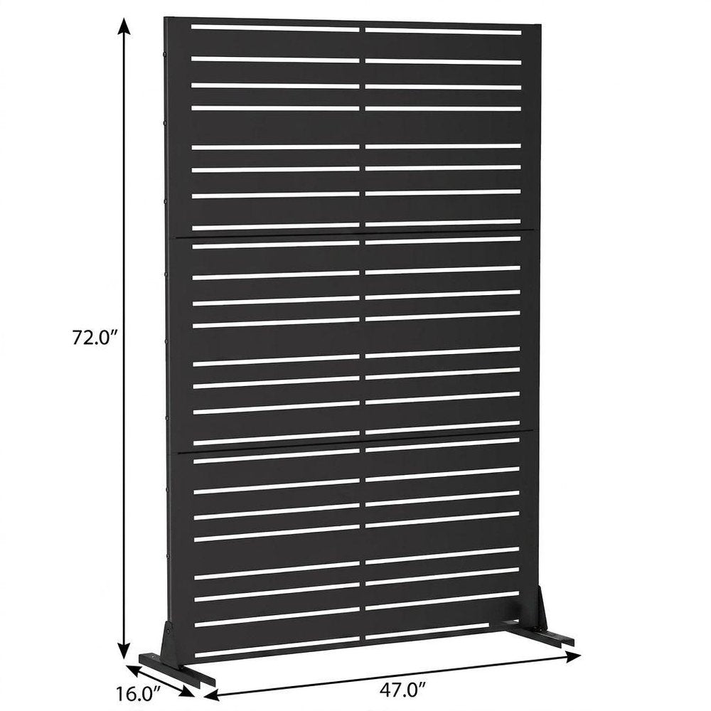 72" Black Steel 12 Panel Outdoor Privacy Screen - SKU 755743