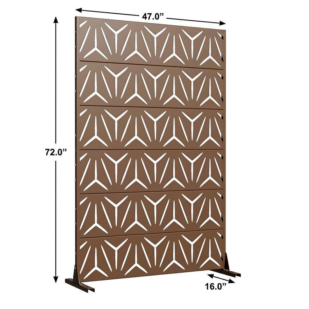72" Brown Steel 12 Panel Outdoor Privacy Screen