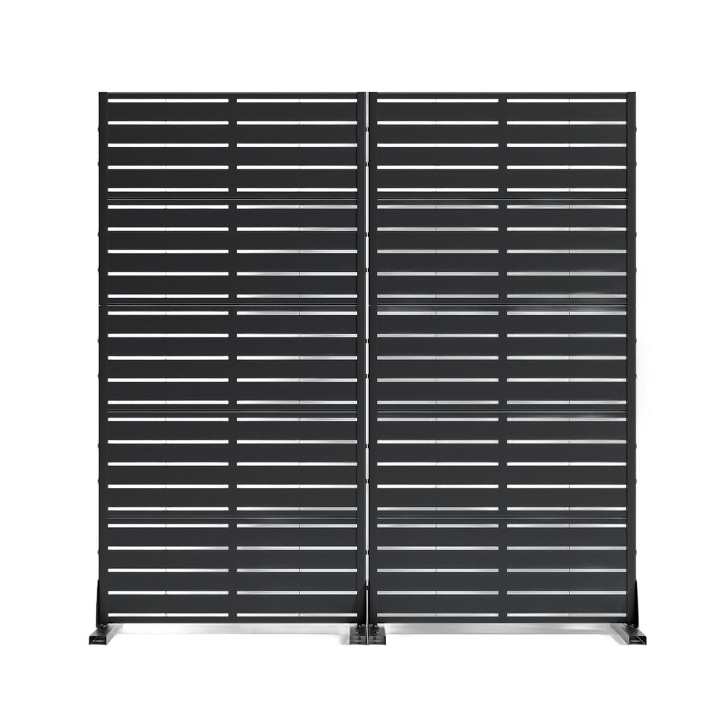 59" Black Steel 20 Panel Outdoor Privacy Screen