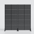 59" Black Steel 20 Panel Outdoor Privacy Screen. Outdoor privacy screen isolated on a plain white background, in a black metal finish.