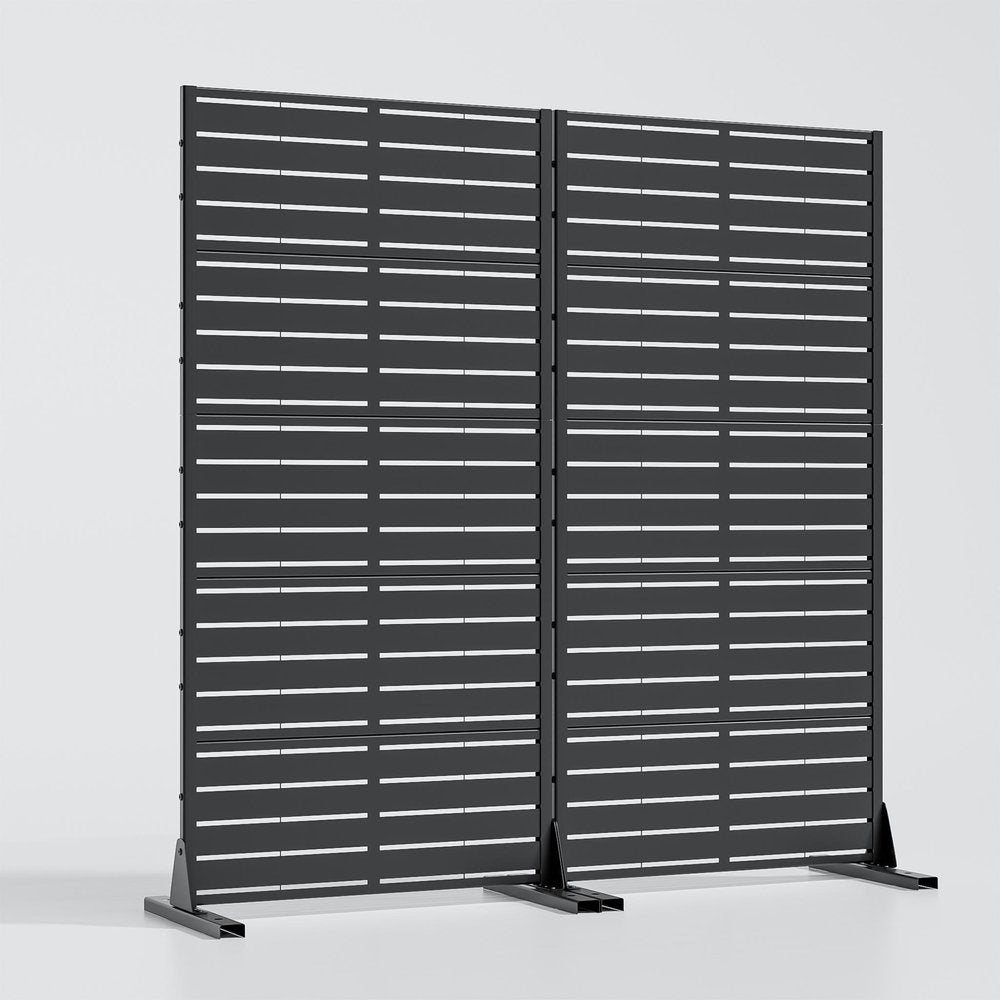 59" Black Steel 20 Panel Outdoor Privacy Screen