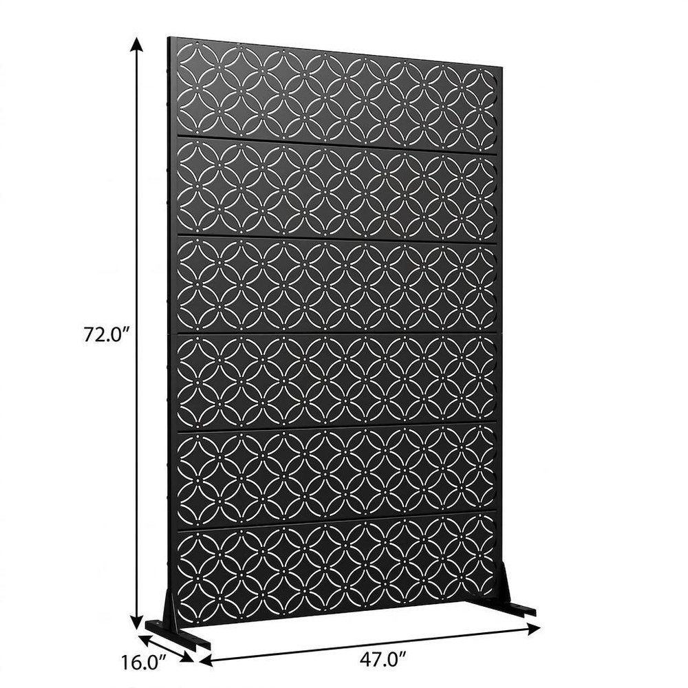 72" Black Steel 12 Panel Outdoor Privacy Screen - SKU 755747