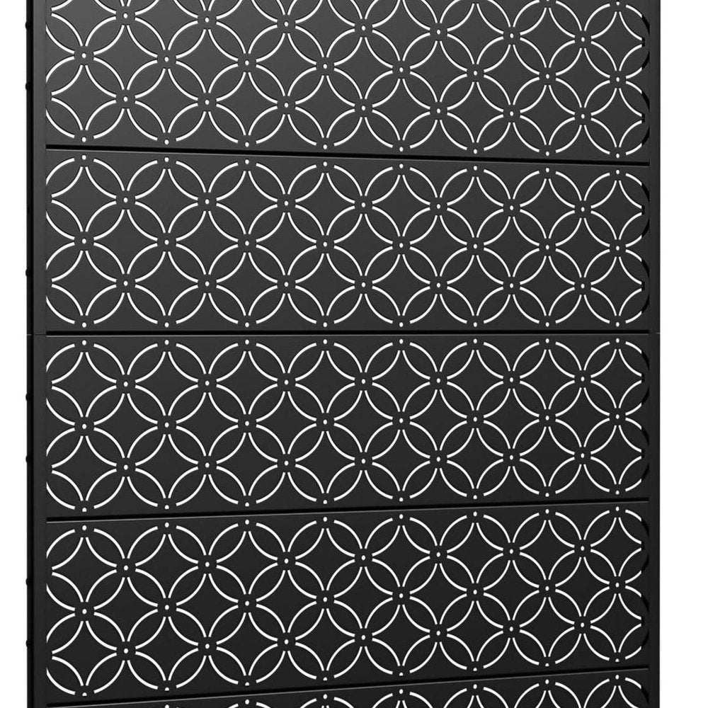 72" Black Steel 12 Panel Outdoor Privacy Screen - SKU 755747
