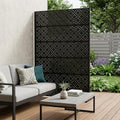 72" Black Steel 12 Panel Outdoor Privacy Screen