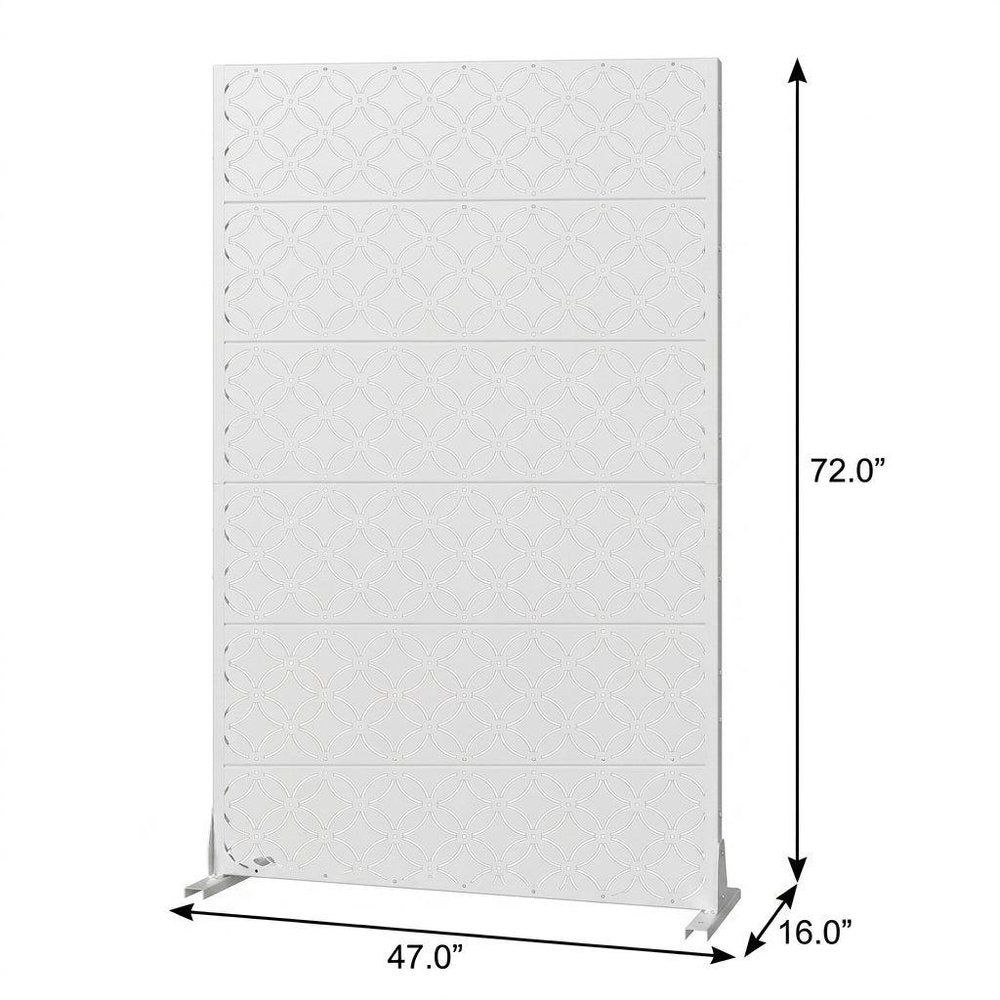 72" White Metal 12 Panel Outdoor Privacy Screen