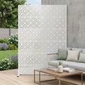 72" White Metal 12 Panel Outdoor Privacy Screen