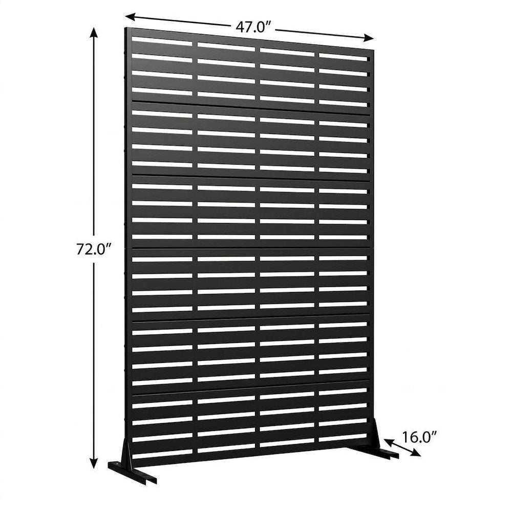 72" Black Steel 12 Panel Outdoor Privacy Screen - SKU 755750