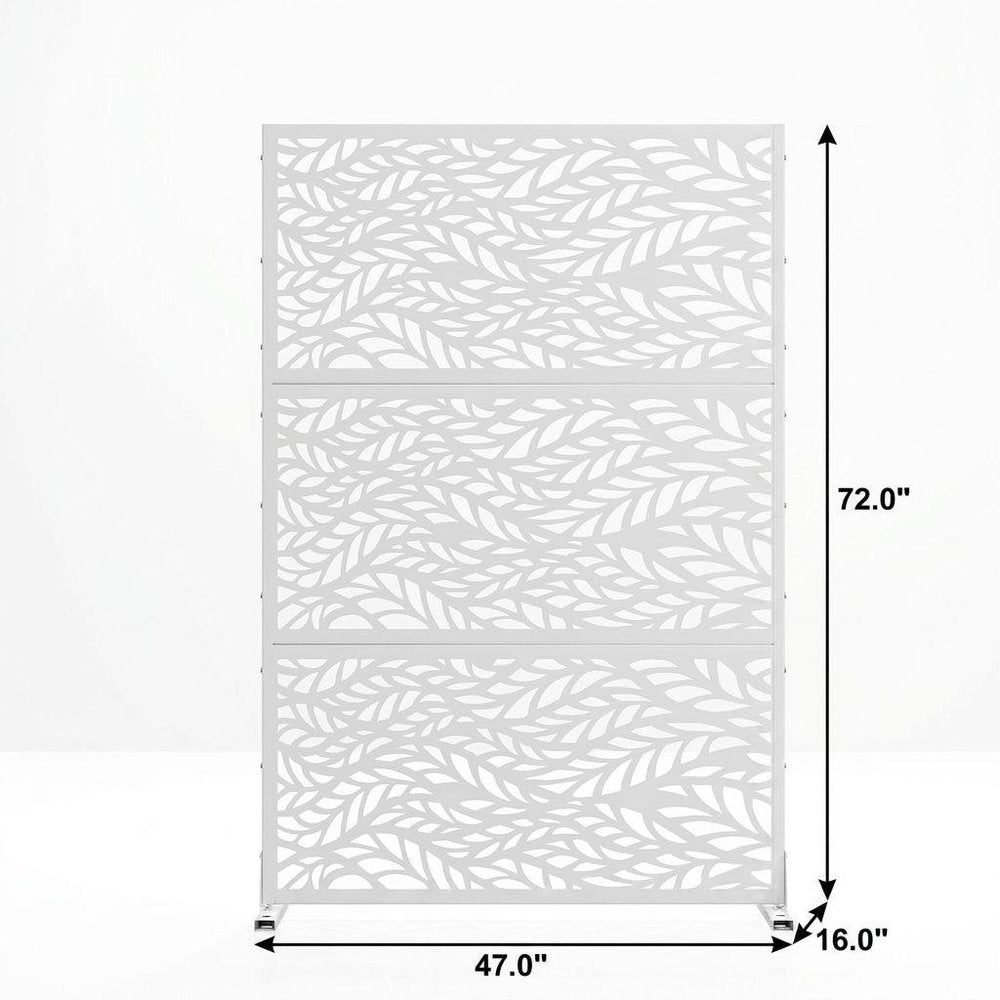 72" White Steel Six Panel Outdoor Privacy Screen