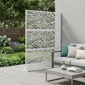 72" White Steel Six Panel Outdoor Privacy Screen
