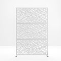 72" White Steel Six Panel Outdoor Privacy Screen on a white background