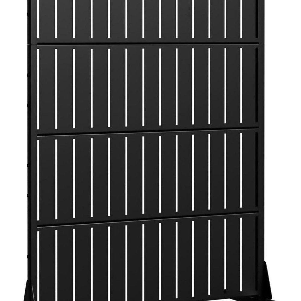72" Black Steel 12 Panel Outdoor Privacy Screen - 72.00" H x 35.00" W x 16.00" D