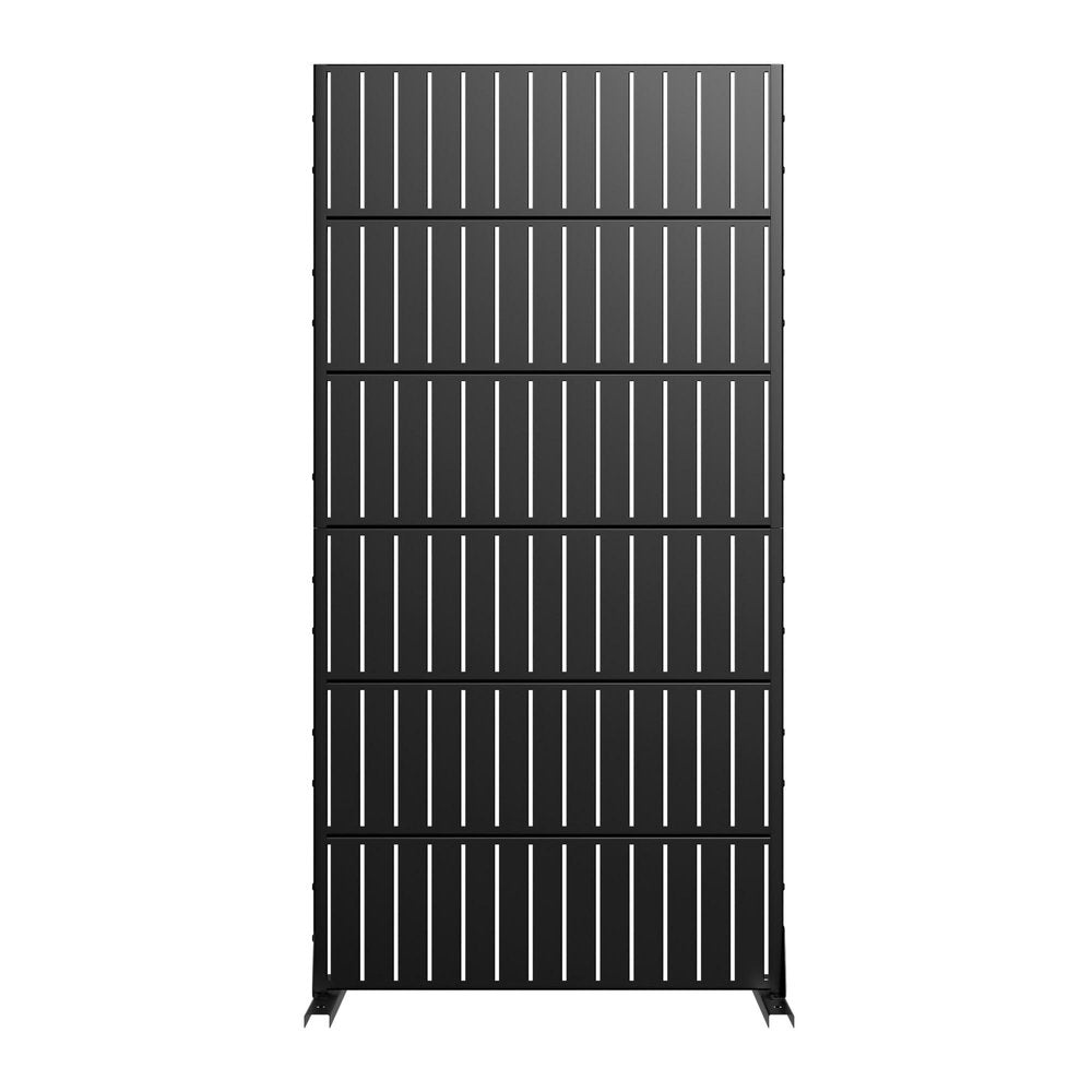 72" Black Steel 12 Panel Outdoor Privacy Screen - 72.00" H x 35.00" W x 16.00" D