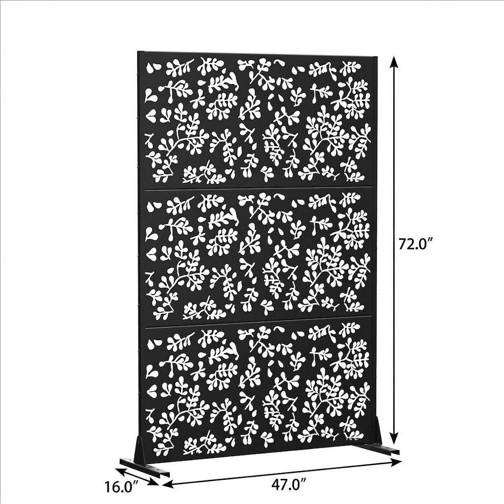 72" Black Steel Six Panel Outdoor Privacy Screen - with Having Your Own Private Retreat At Home