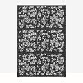 72" Black Steel Six Panel Outdoor Privacy Screen on a white background