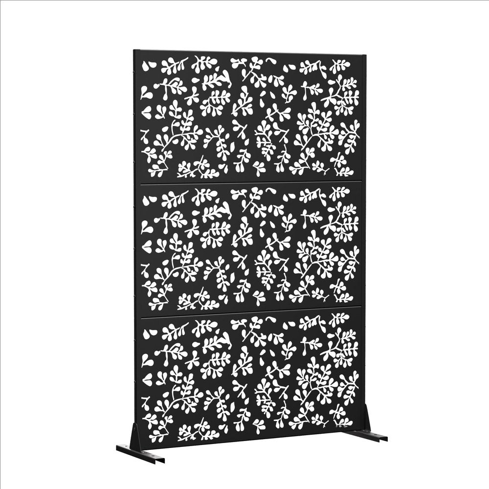 72" Black Steel Six Panel Outdoor Privacy Screen - with Having Your Own Private Retreat At Home