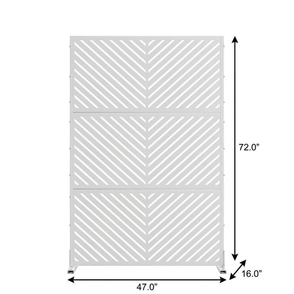 72" White Steel Six Panel Outdoor Privacy Screen