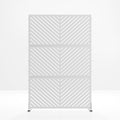 72" White Steel Six Panel Outdoor Privacy Screen on a white background