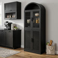 76" Black Wood Four Door Pantry Or Storage Closet