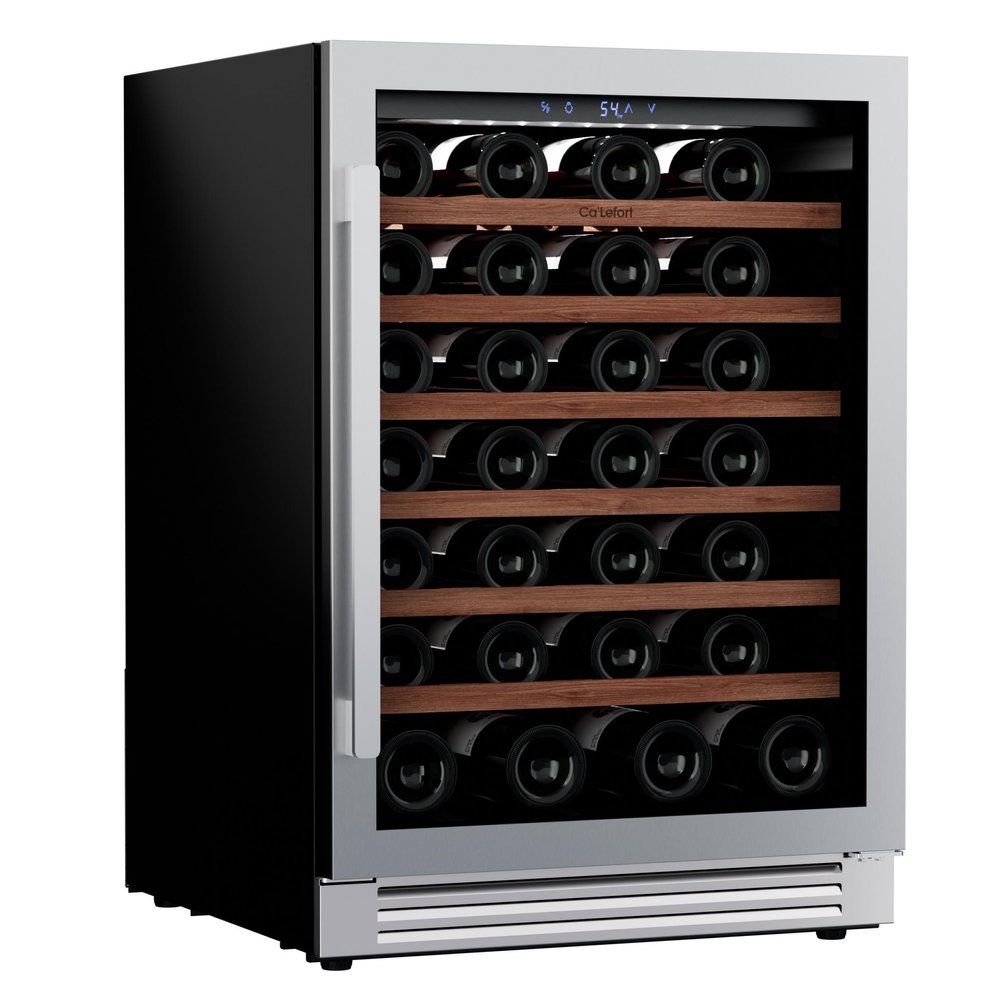 34" X 24" Clear and Silver Stainless Steel Single Compartment Wine Refrigerator