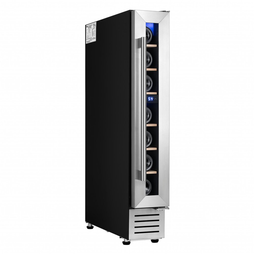 34" X 6" Silver and Black Metal Single Compartment Wine Refrigerator