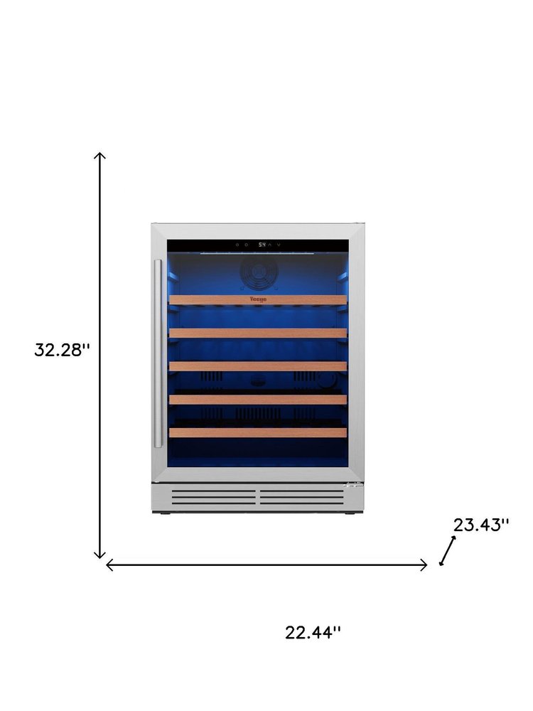 32" X 22" Silver and Black Metal Single Compartment Wine Refrigerator